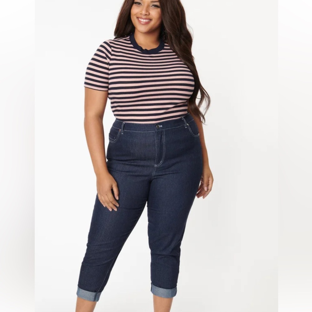 Unique Vintage Marylin Dark Blue capri Jeans 2X/18